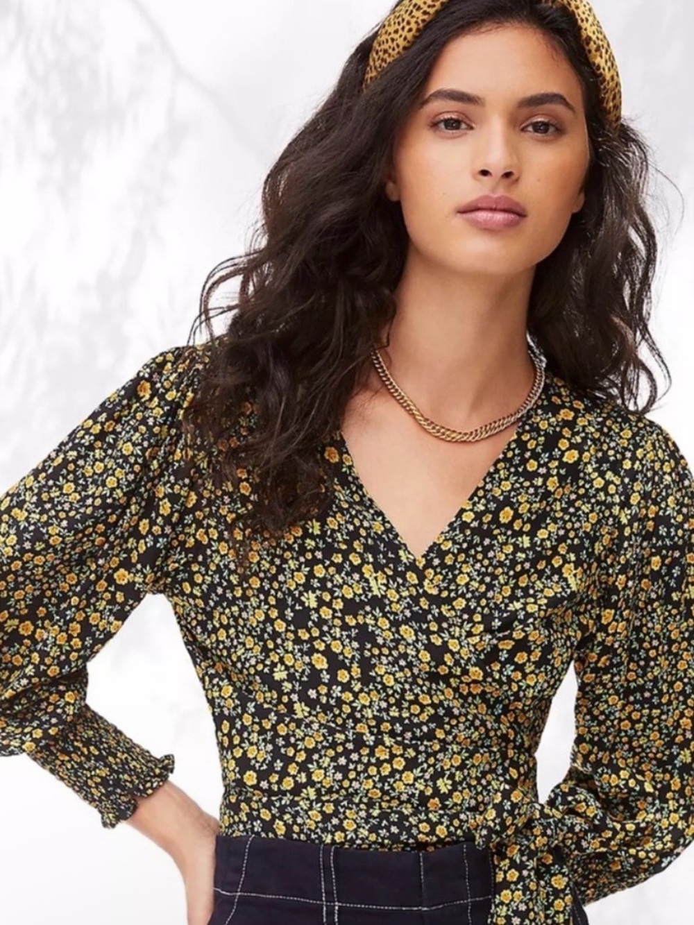 Anthropologie Faithful The Brand Flower Print Wrap Blouse Size Large